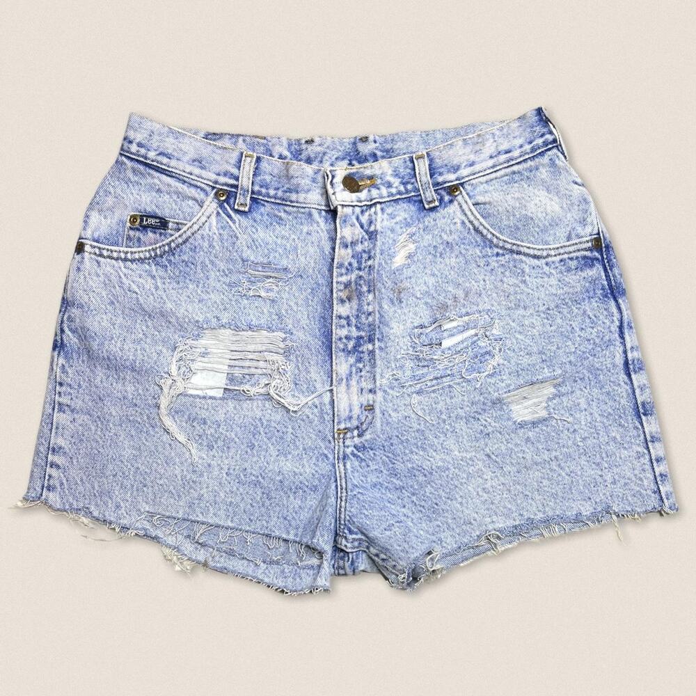 Vintage Lee Acid‎ Wash jean Denim cut off distressed jorts Shorts 29”